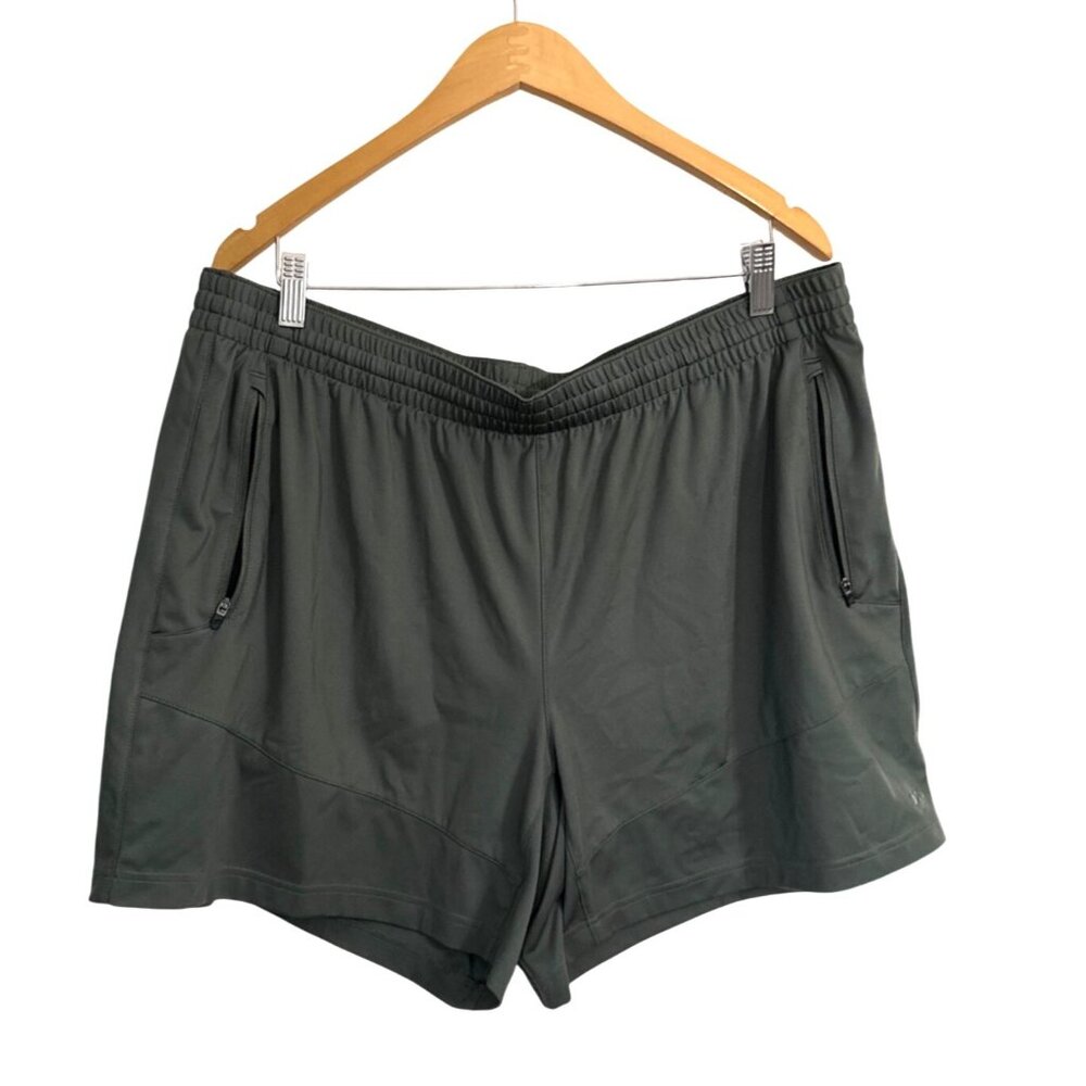 DSG Mens Olive Green Athletic Shorts XXL With Zipper Pockets & Elastic Waistband